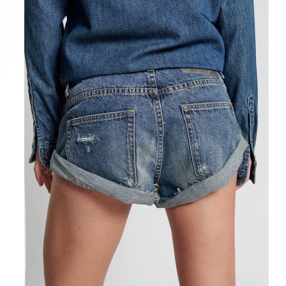 Free People One teaspoon Bandits Low-Waist Denim Shorts - Picture 4 of 11